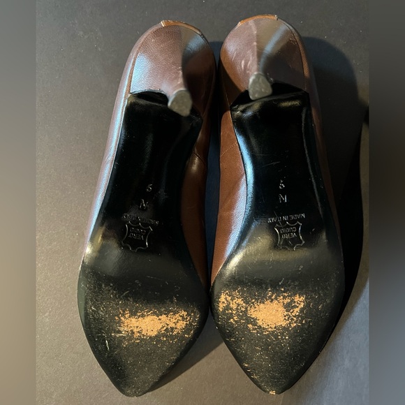 VINTAGE Givenchy Chaussures Brown Leather Pumps - Picture 6 of 12